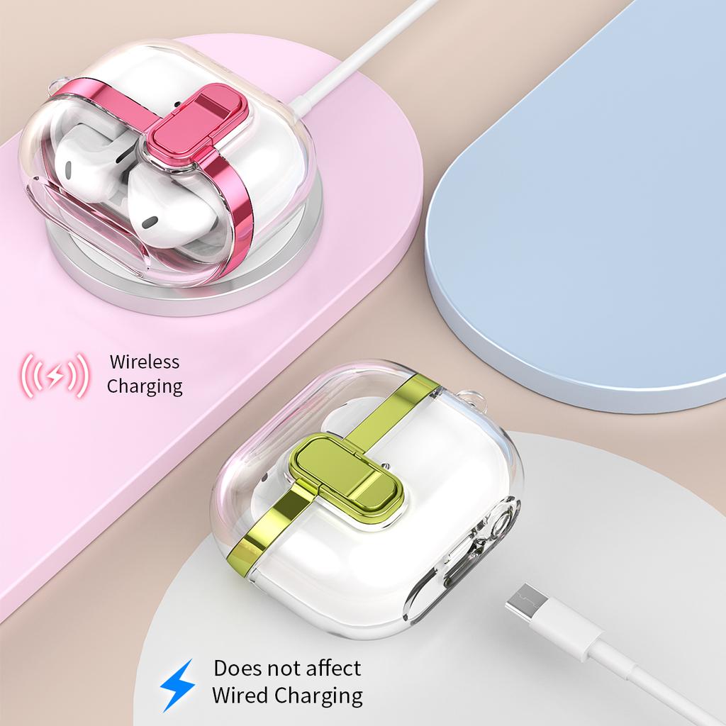 Transparente Hülle für Samsung Galaxy Buds3/Buds3 Pro Galvanisiertes TPU + PC Ohrhörer-Schutz mit Schloss-Schnalle
