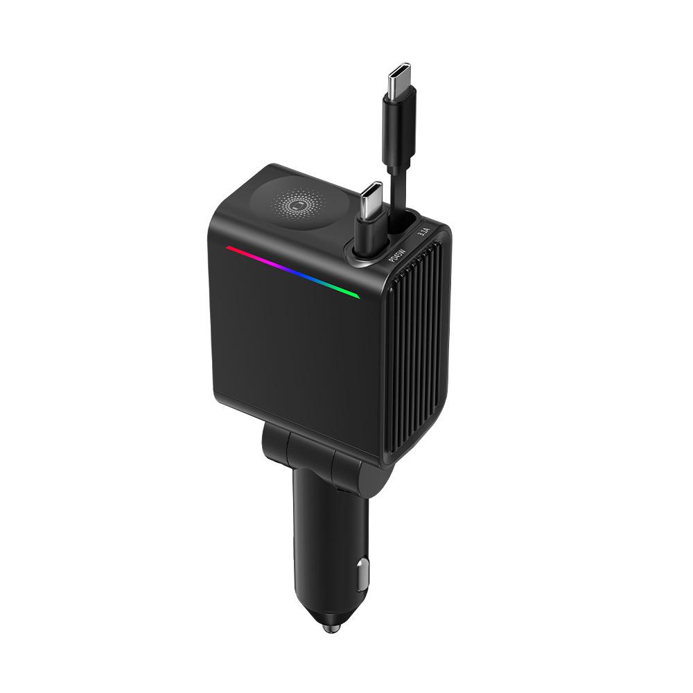 

Dual Retractable Cable Car Charger with Fast Charging for Apple Devices