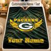 Flannel BlanketGreen Bay Packers Custom Name Text Personalized Soft Warm Throw Blanket Home Decor Gift