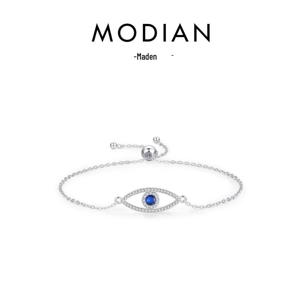 Modian S925 Sterling Silver Devil's Eye Diamond Bracelet for Women - Light Luxury European American Style.