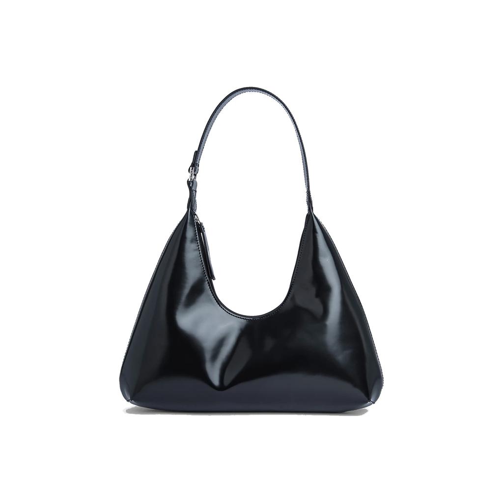 By Far Amber Vintage Patent Leather Underarm Bag Crescent Shoulder Bag Large Women bags Black 19PFAMRSBLWLAR