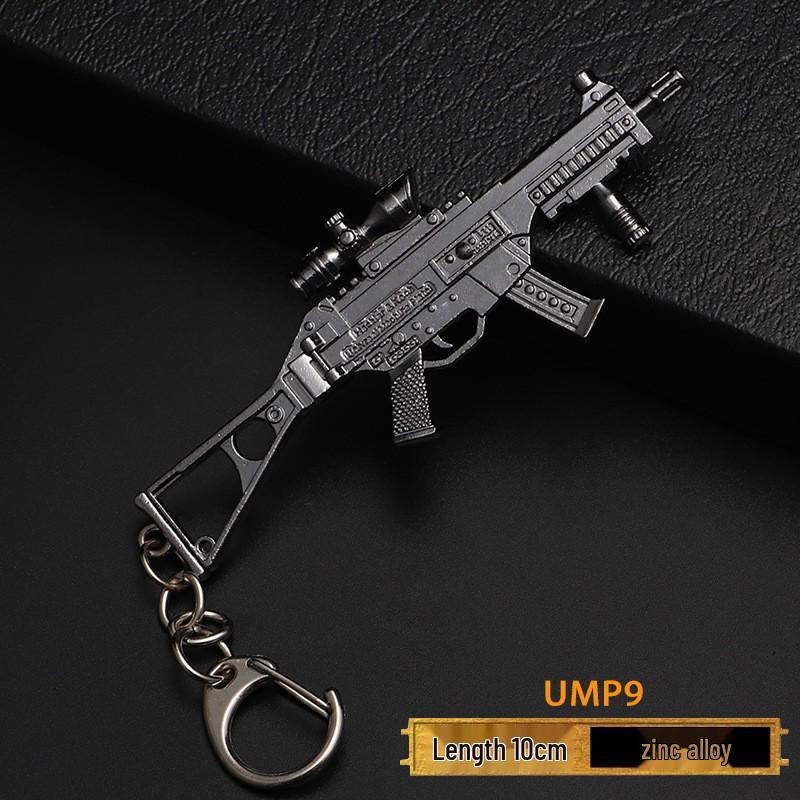 PUBG Peace Elite Chicken Dinner Anime Keychain Alloy Model Gun Toy Pendant