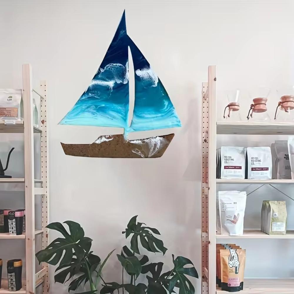 1pc Ocean-Inspired Metal Sailboat Wall Art - Decor for Kids' Rooms, Beach Homes, Home Gifts