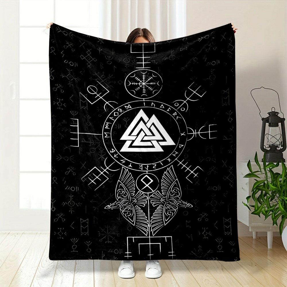 Viking Runes and Valknut Design print blanket soft and cozy perfect for the living room bed sofa or a nap,gift