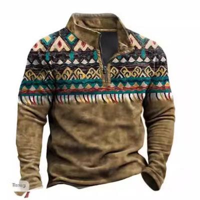 Herren Half-Zip Sweatshirt 3D-bedrucktes Half-Zip Langarm Poloshirt