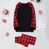 European & American Christmas Homewear Set with Plaid Pants - 2-Piece Outfit