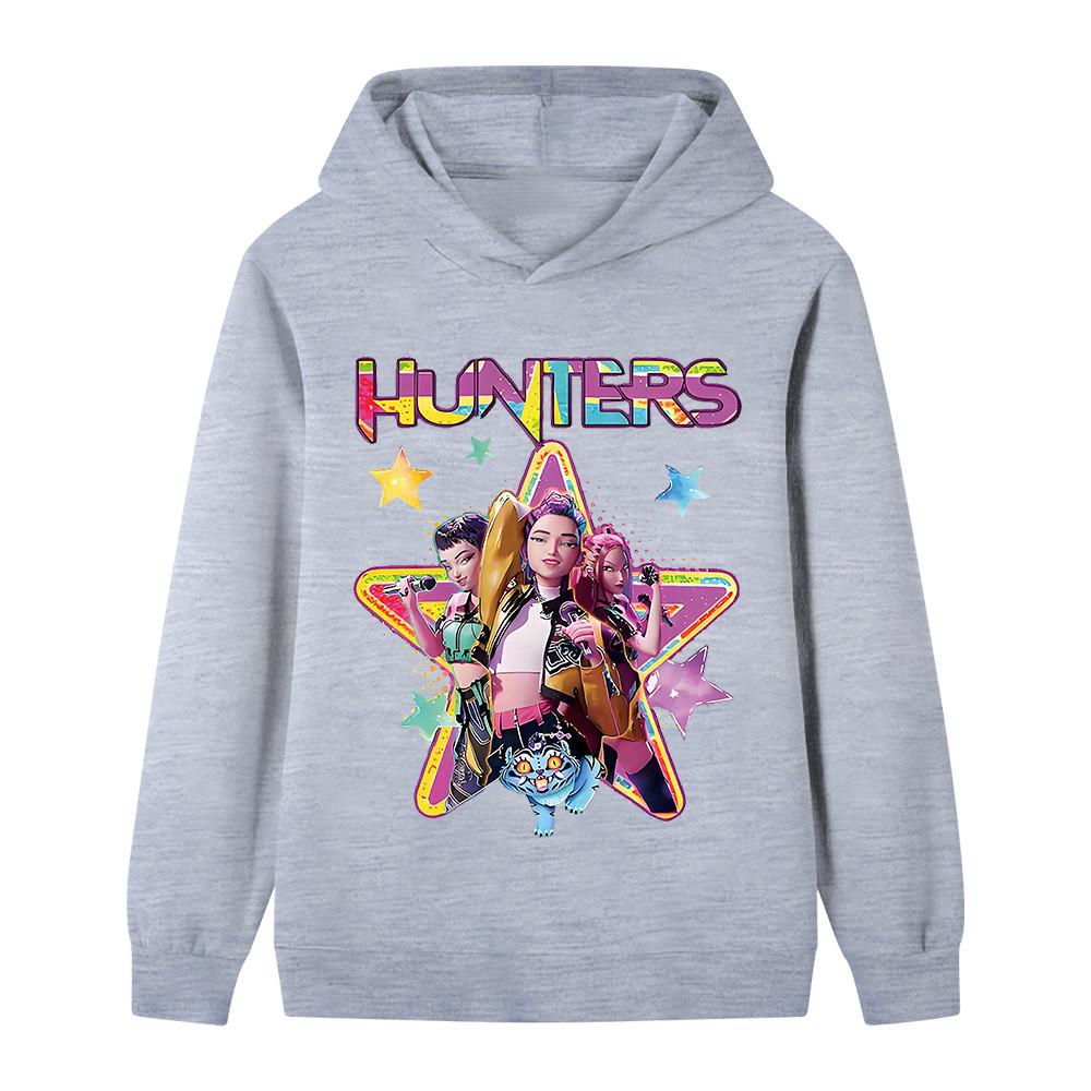 

B1197 Kids Boys Girls Kpop Rumi Zoey Mira Print Long Sleeves Hoodie 170cm сірий