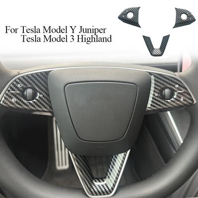 Autocollants Boutons de Volant de Voiture pour Tesla Model 3 Highland Model Y Juniper Model YL 2025 Accessoires Décoratifs de Garniture Intérieure