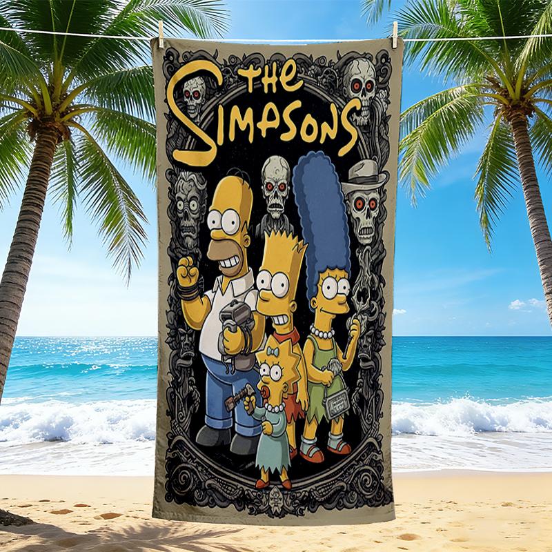 1Pc Simpsons Family Adventure Beach Towel, Quick Dry, Multi-Use for Beach Pool Gym Yoga Home Travel, Christmas, Halloween, Xmas Gift S909