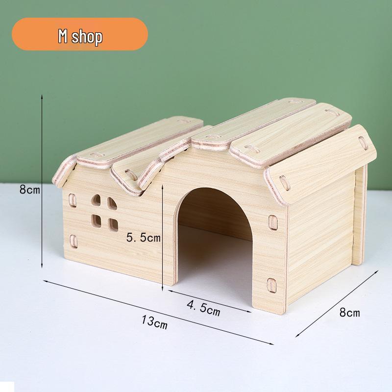 Luxury Solid Wood Hamster Villa with Pet Stairs and Sleeping Nest