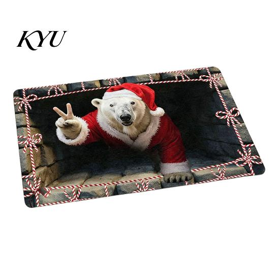 Winter Snowman Welcome Rug 3D Christmas Entrance Rug, Santa Claus Floor Mat, Non-slip Non Slip Washable Door Mat Festive for Front Bathroom