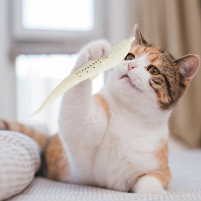 Giocattolo Interattivo in Silicone a Forma di Pesce per Gatti Riempibile con Erba Gatta Allevia la Noia Qualità Alimentare Bastoncino Masticabile per la Pulizia dei Denti per Gatti Promuove Denti Sani Gioco Attivo