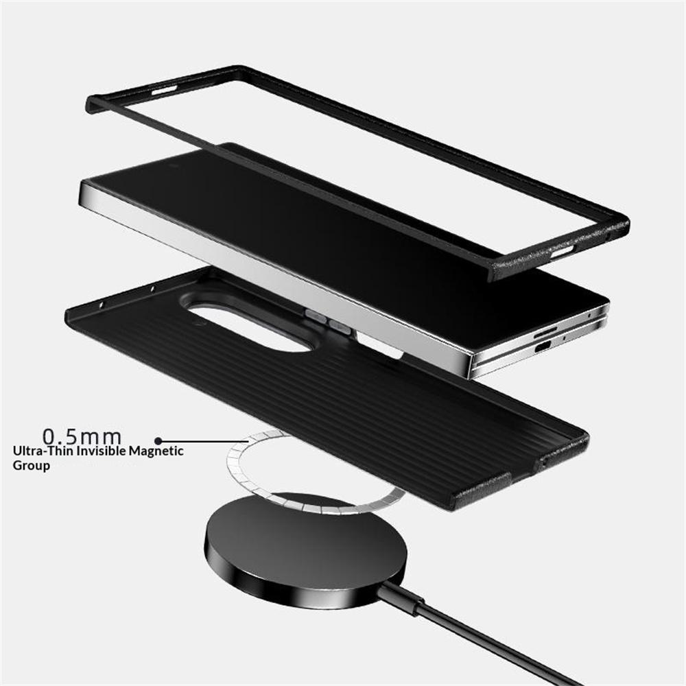ABEEL For Samsung Galaxy Z Fold7 5G Magnetic Case Carbon Fiber Texture TPU PC PU Phone Back Cover