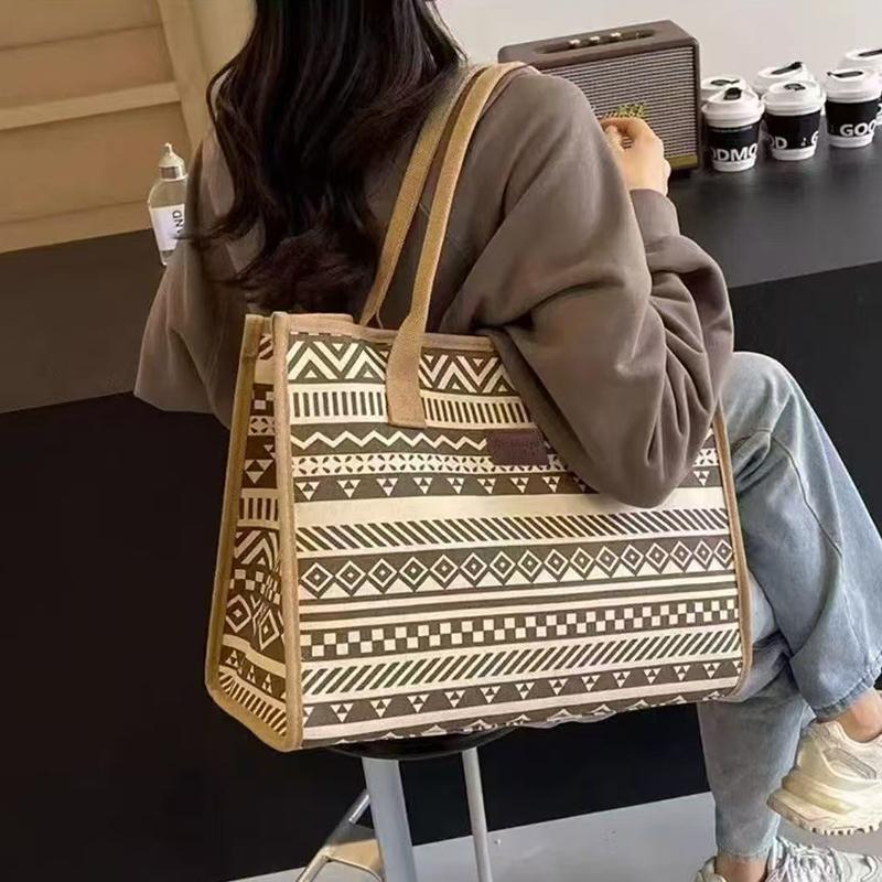 Large Capacity Shoulder Bag Commuter Canvas Handheld Shopping Bag Outward Travel Commuting Bag