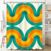 Modern Waterproof Bathtub Shower Curtain with Vivid Retro Pattern for Bathroom Decor Orange Blue Teal Green White Set