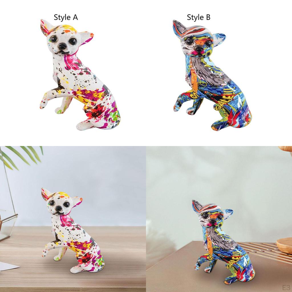 Colorful Chihuahua Sculpture: Modern Dog Figurine for Home Display