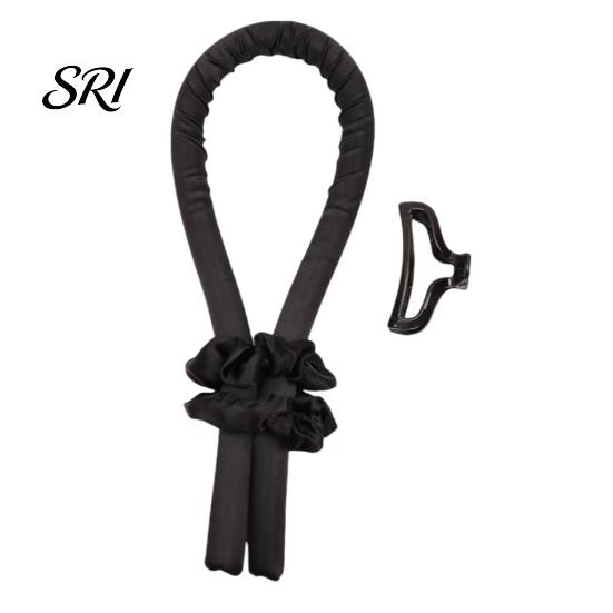Lazy Curls Maker No Heat Hair Curling Rod Headband with 2 Scrunchies Claw Clip Overnight Sleeping Breathable Silk Ribbon Curler Women Long Roller
