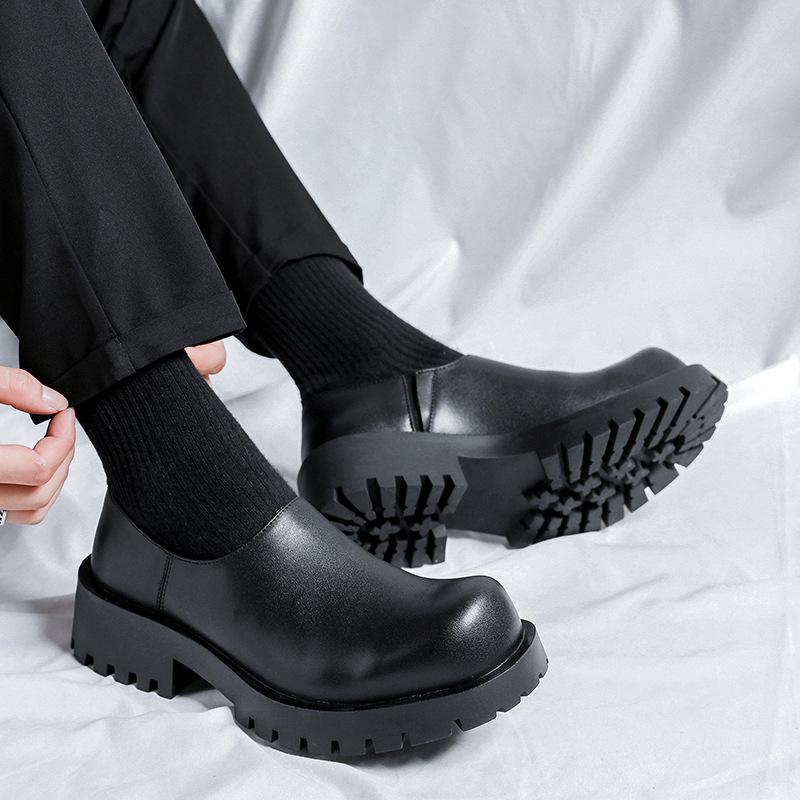 Lässige Designer Damen Herren Dicke Plateau Formelle Schuhe Runde Zehe Slipper Leder Freizeitschuhe Herrenschuhe Große Größe 36-44