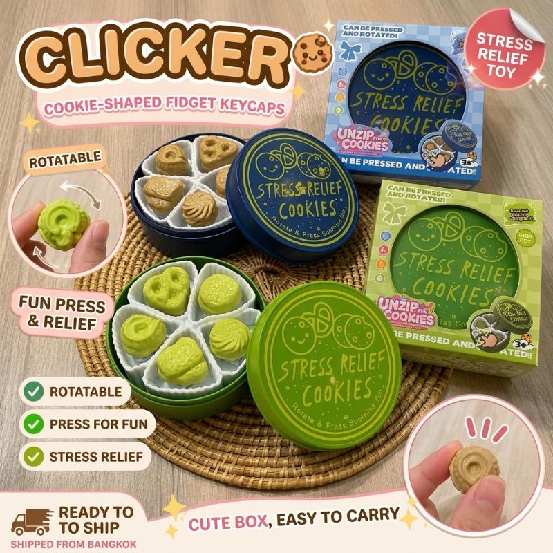Portable Cookies Box Decompression Toy Built-in Keyboard Shaft Biscuit Button Sensory Fidget Toy for Autism Kids Anxiety Relief