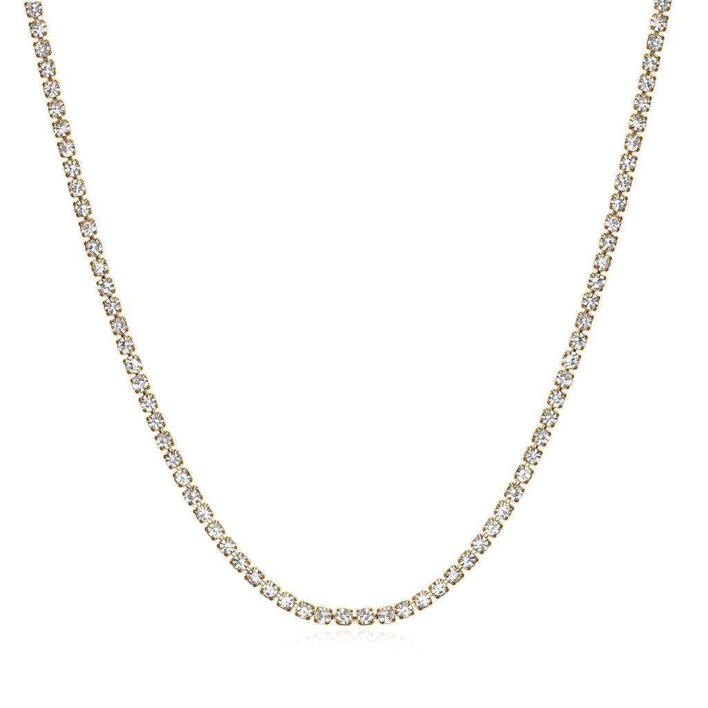 European & American Zircon Tennis Chain Necklace - 3MM Copper, Fashionable & Versatile Collarbone Jewelry for Women