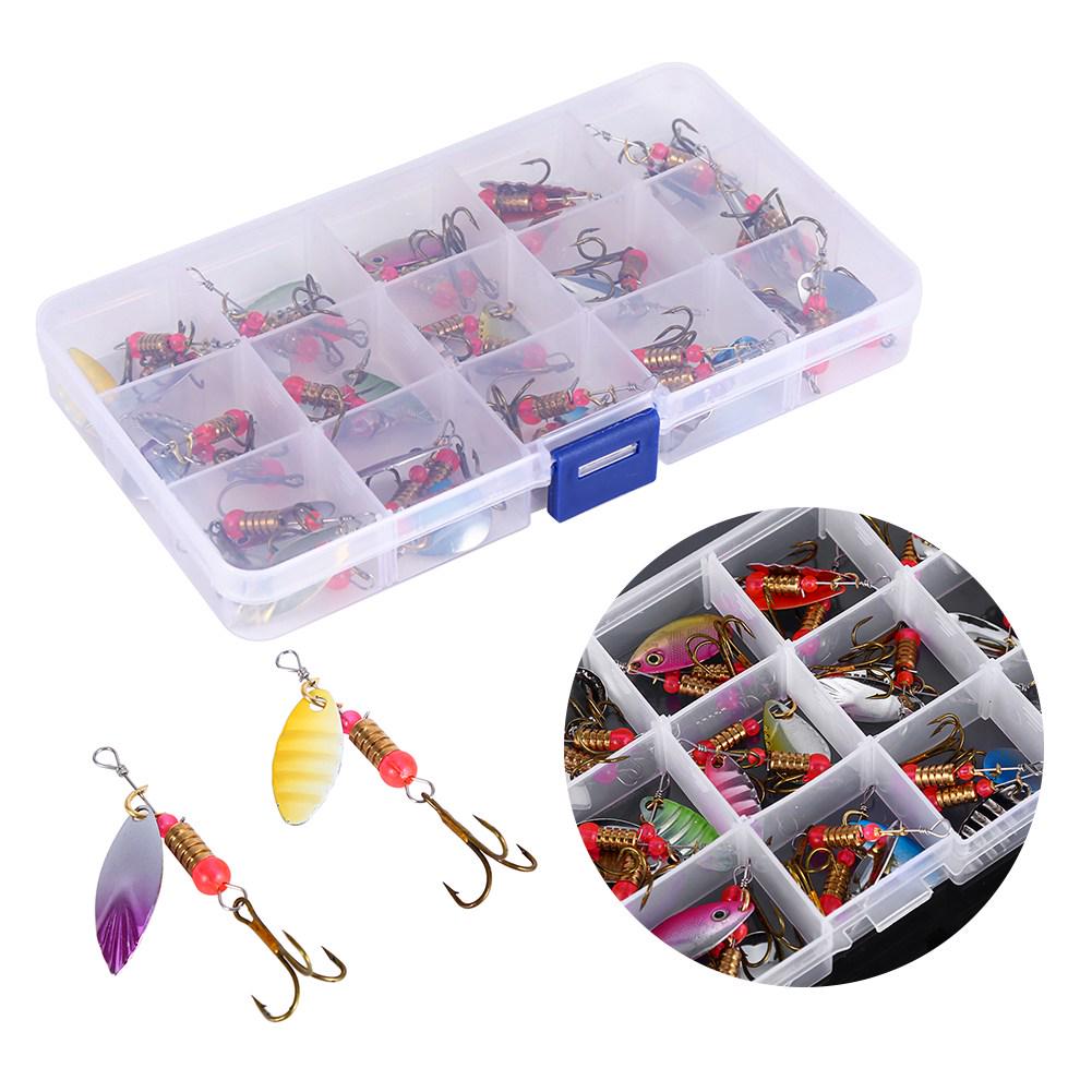 30pcs Colorful Fishing Lure Baits Set With Treble Hook Tackle Accessory For Outdoors