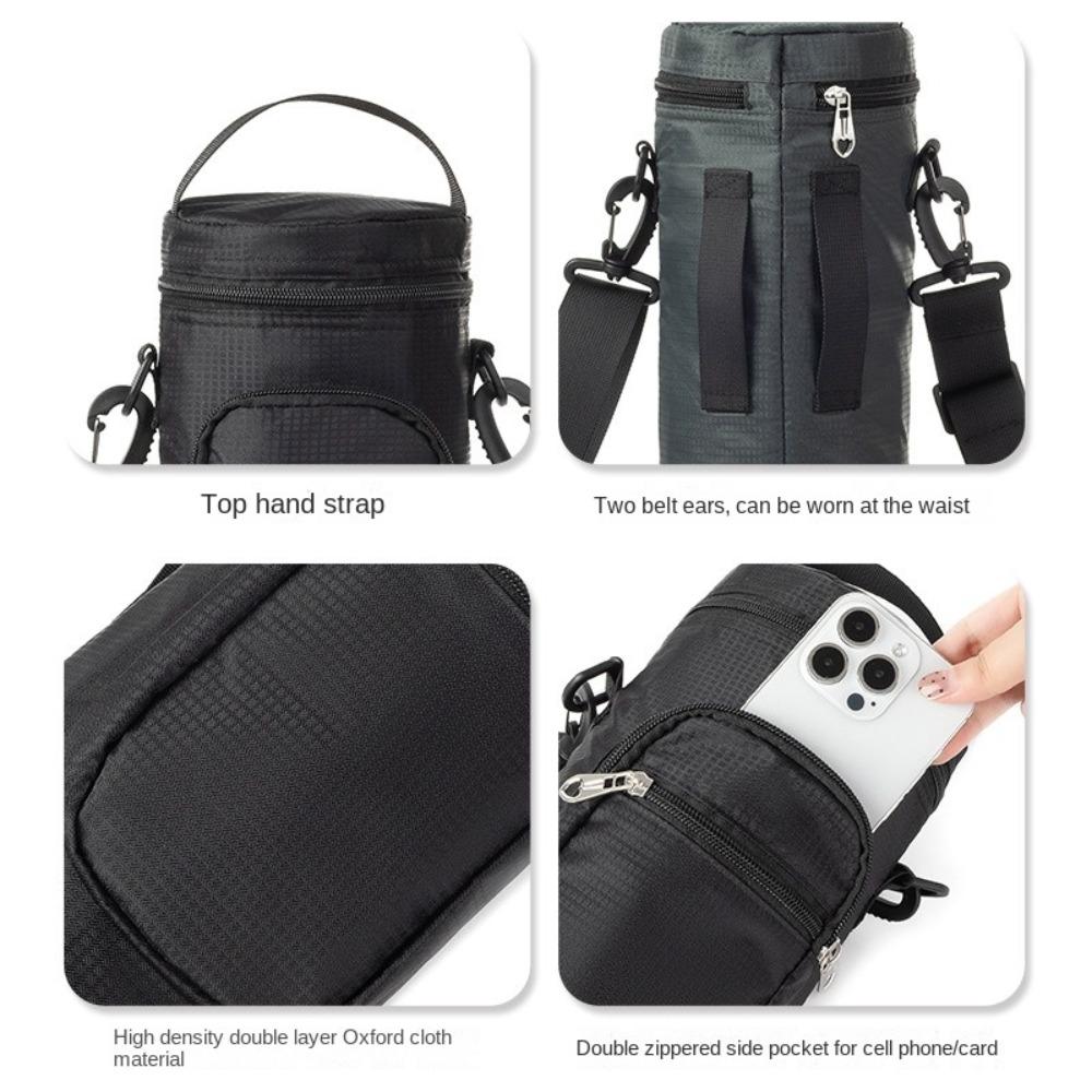 Oxford Cloth Crossbody Cooler Bag Adjustable Shoulder Strap Water Cup Protect  Outdoor