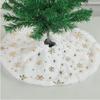 Christmas Tree Skirt White Plush Snowflakes Faux Fur Xmas Trees Skirts Base Cover New Year Ornaments Home Decoration Carpet 38Cm