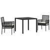 Garden Dining Set 3 Pcs Black Poly Rattan