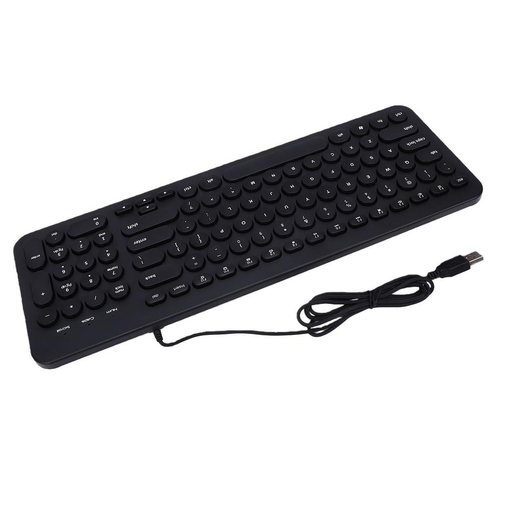 Small Wired Keyboard Multifunctional Zero Latency Quiet Round Keys Compact USB Laptop Keyboard