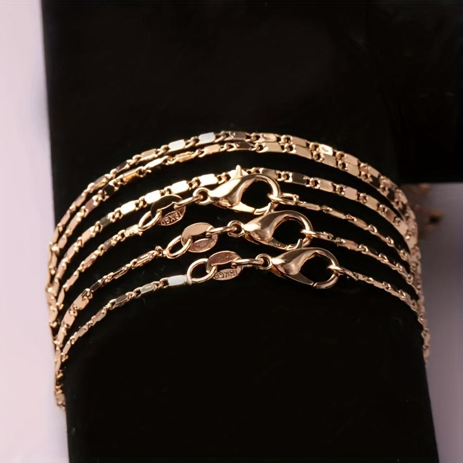 1 Stück Italienische 18K Gold Plated Punk-Kettenhalskette, 2mm Flachgliederkette für Männer & Frauen, Vatertagsgeschenk