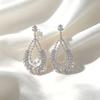 2026 Recommend Majestic Teardrop Hollow Brass Rose Gold Plated Drop Earrings Leaf Motif CZ Pave Dangle Jewelry for Social Event