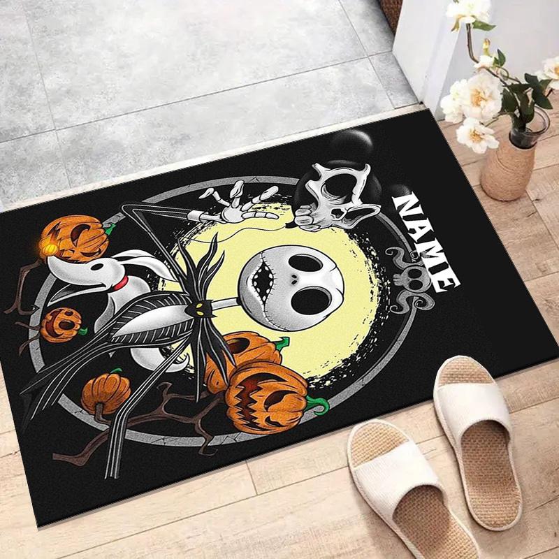 Custom Jack Mat Personalized Name, Polyester Washable Indoor Entryway Rug, Gift for Christmas, Easter, Thanksgiving Day