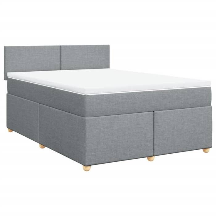VidaXL Slatted Bed Base with Mattress Light Grey 140x190cm Fabric 3288968