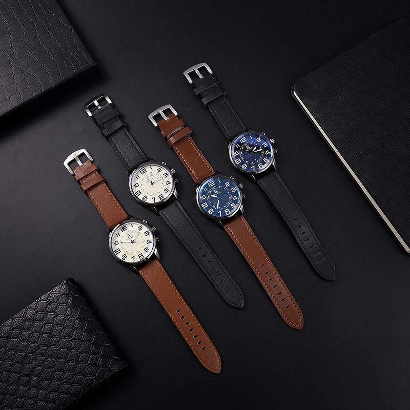 Fashion Business Belt Simple Men'S Watch Men'S Casual Retro Digital Dial Student Quartz Watch