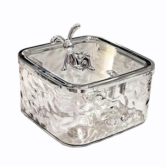 Transparent Storage Box Desktop Organizer with Press Type Lid Dressing Table Storage Case for Keys Trinkets Hairpins Scrunchies