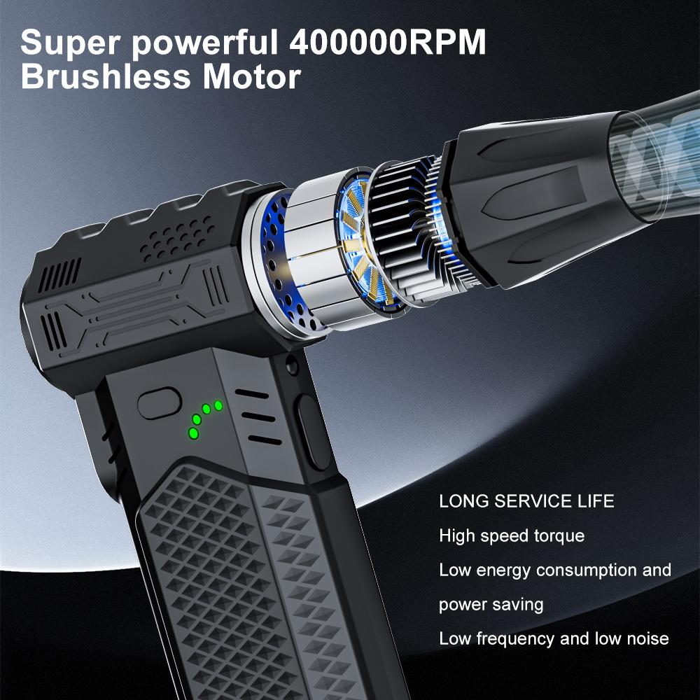 Cleaning Blower Tool Violent Fan Electric Air Duster B002 2025 Turbo Jet Fan Portable 3 Outlet Nozzles Blowing Snow 400000RPM Blow and Suction 2 In 1