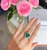 Luxurious Green Palaiba Heart-shaped Zircon Ring for Women's Fashion Instagram Pop Engagement Bride Jewelry