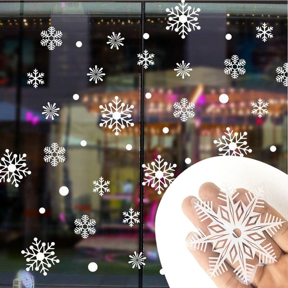 30pcs Electrostatic Wall Sticker White Snowflake Window Decal Christmas Snowflakes Sticker  New Year