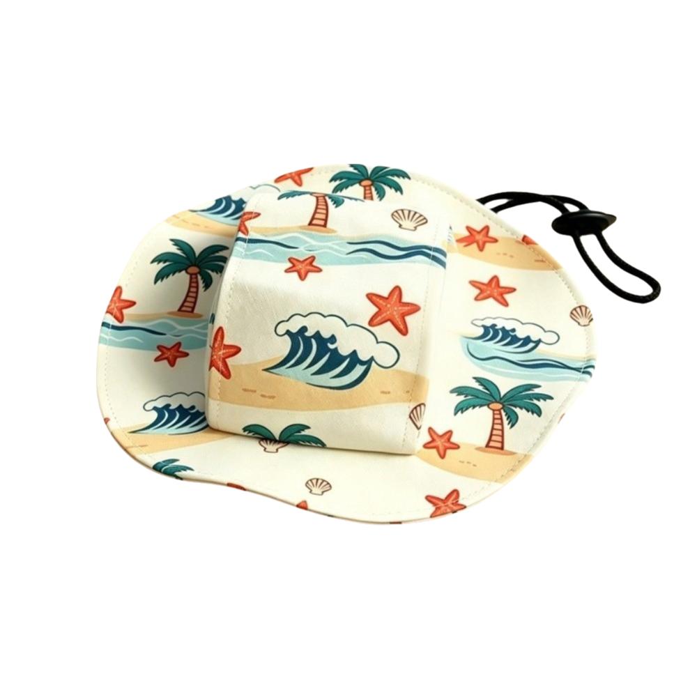 Breathable Cat Fisherman Hat with Ear Holes Pet Visor Hat Fashion Sun Protection Cap  Hiking белый