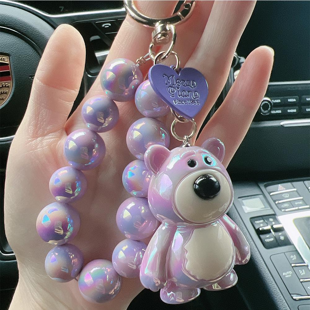 1PC cute bear keychain couple cartoon acrylic pendant key chain bag doll decorative couple model