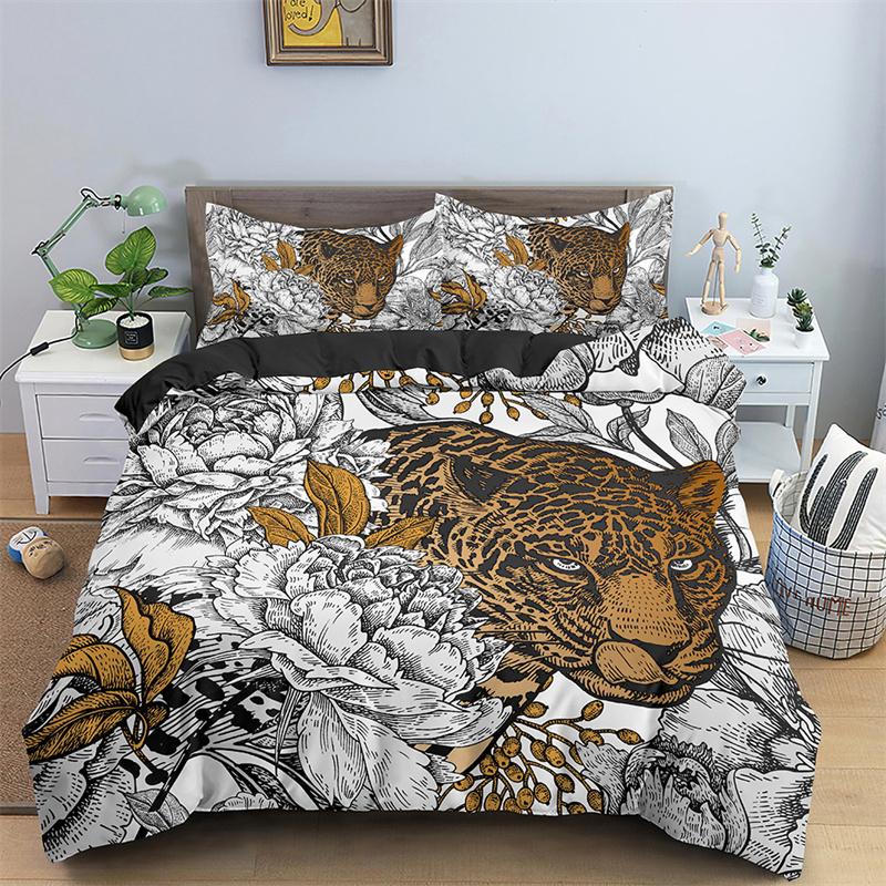 Tiger Duvet Cover Twin For Kids Boys 3D Animal Print Comforter Cover Wildlife Bedding Set Microfiber Quilt Cover With Pillowcase