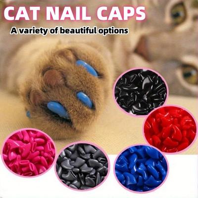 20pcs Chic Anti-Scratch Pet Nail Caps for Cats - Durable PVC, Non-Electric, Fashionable Cat Accessory Set