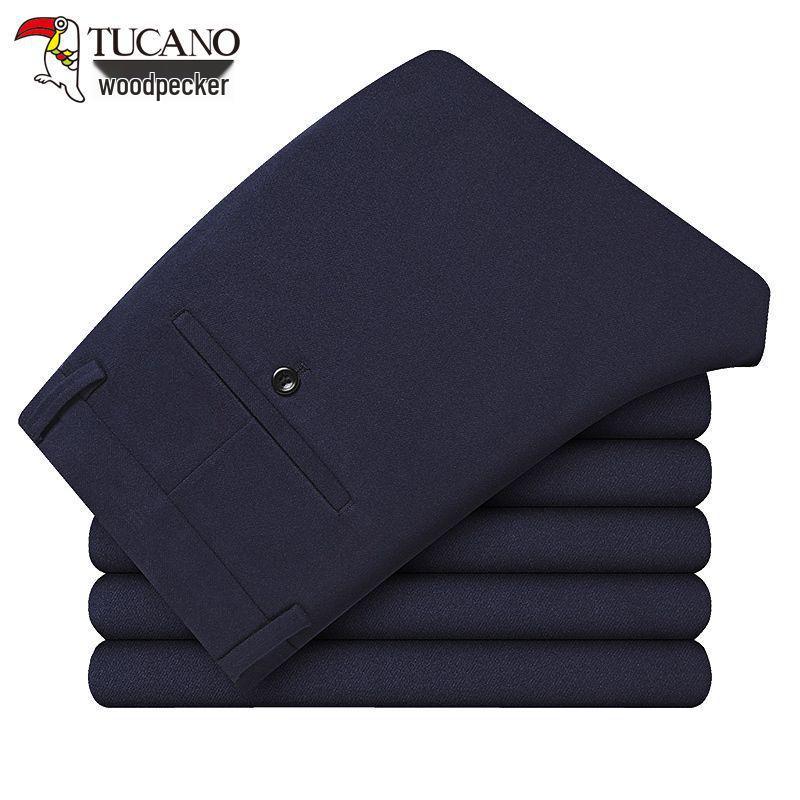 

Мужские шерстяные эластичные повседневные брюки Woodpecker - Осень/Зима, Свободные прямые, Идеальны для мужчин среднего и пожилого возраста. 34 Waist 27 inches королевский синий