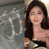 Silver needle flash zircon earrings, women's exquisite temperament stud earrings, spring and summer earrings.