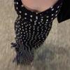 Black and White Polka Dot Halterneck Maxi Dress with Ruffled Hem and Drape