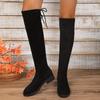 Elegant Black Lace-Up Over-the-Knee Women's Boots for Autumn/Winter