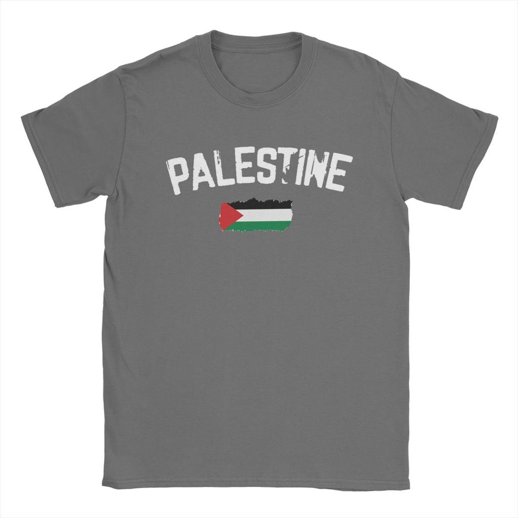 Herren Palästina Flagge T-Shirts Baumwolle Oberteile Freizeit Kurzarm Rundhals T-Shirt Große Größe T-Shirts