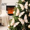 Lightweight Plastic Butterfly Ornaments Velvet Christmas Ornaments, Artificial Glitter Sequins Xmas Tree Three Dimensional Decoration for Holiday New