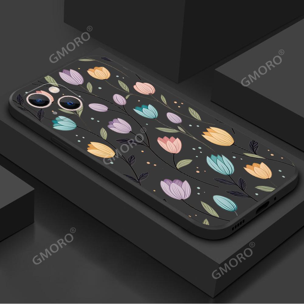 Summer Full Screen Color Tulip Mobile Phone Case iPhone17 Girls High Value Apple 16 Women's Silicone Soft Case
