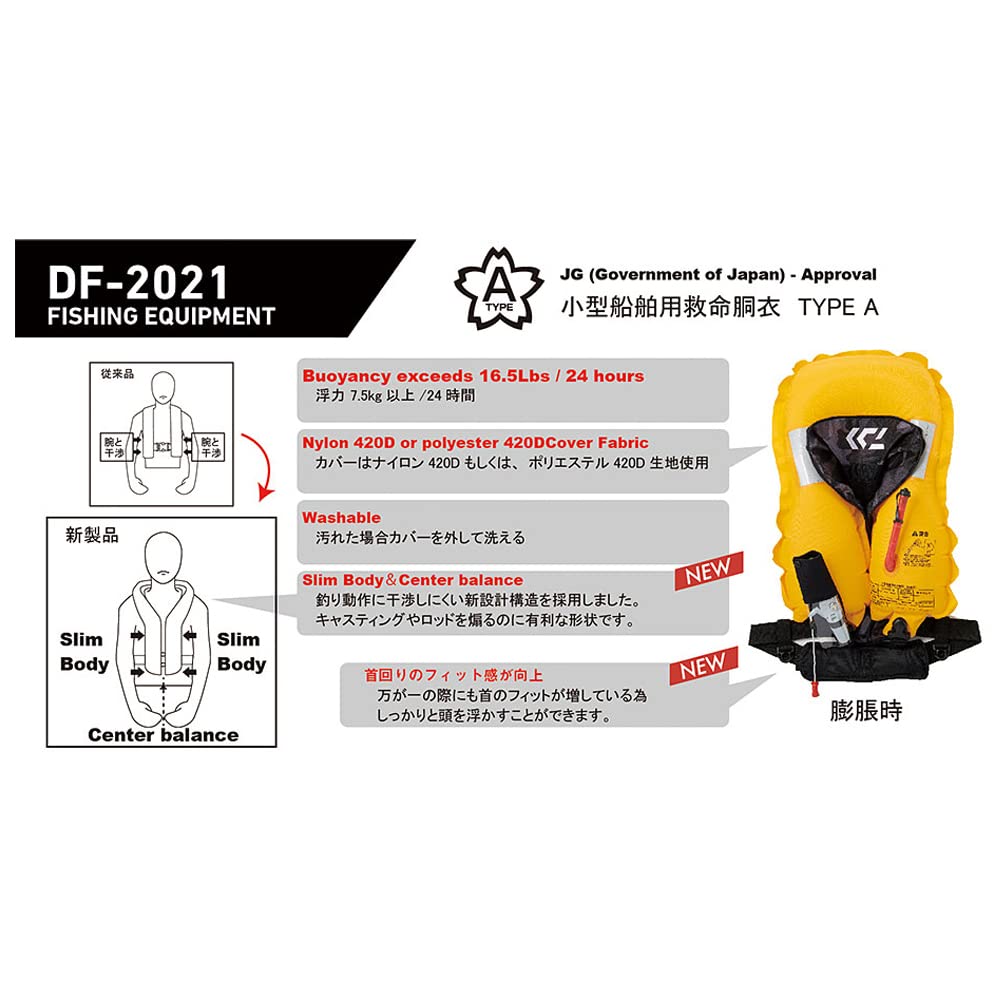 Daiwa (DAIWA) Double Life Jacket (Automatic/Manual Shoulder Strap) F DF-2021 Green Camo Free Size